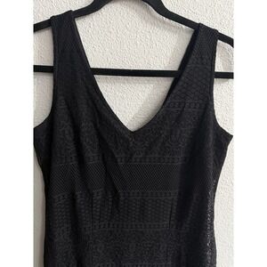 Sigrid Olsen Black Lace Lined Sleeveless Vneck  Dress Sz Medium